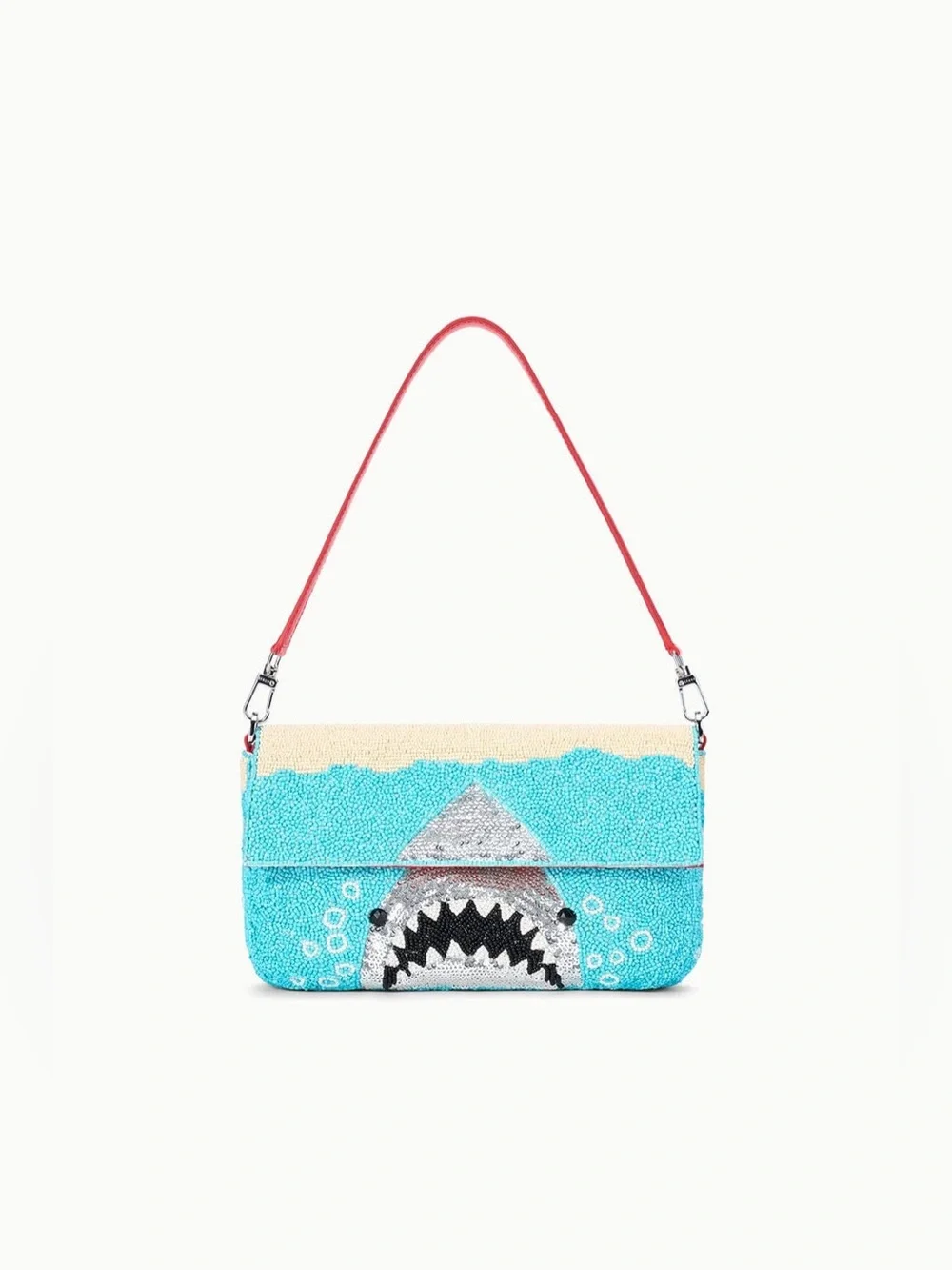 Staud Timmy Beaded Great White Shark Shoulder Bag TikTok famous sequins beach